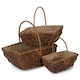 image 1 of Set of 3 Rectangular Unpeeled Willow Garden Trug With Hessian Lining | Brown | Brown | Set of 3