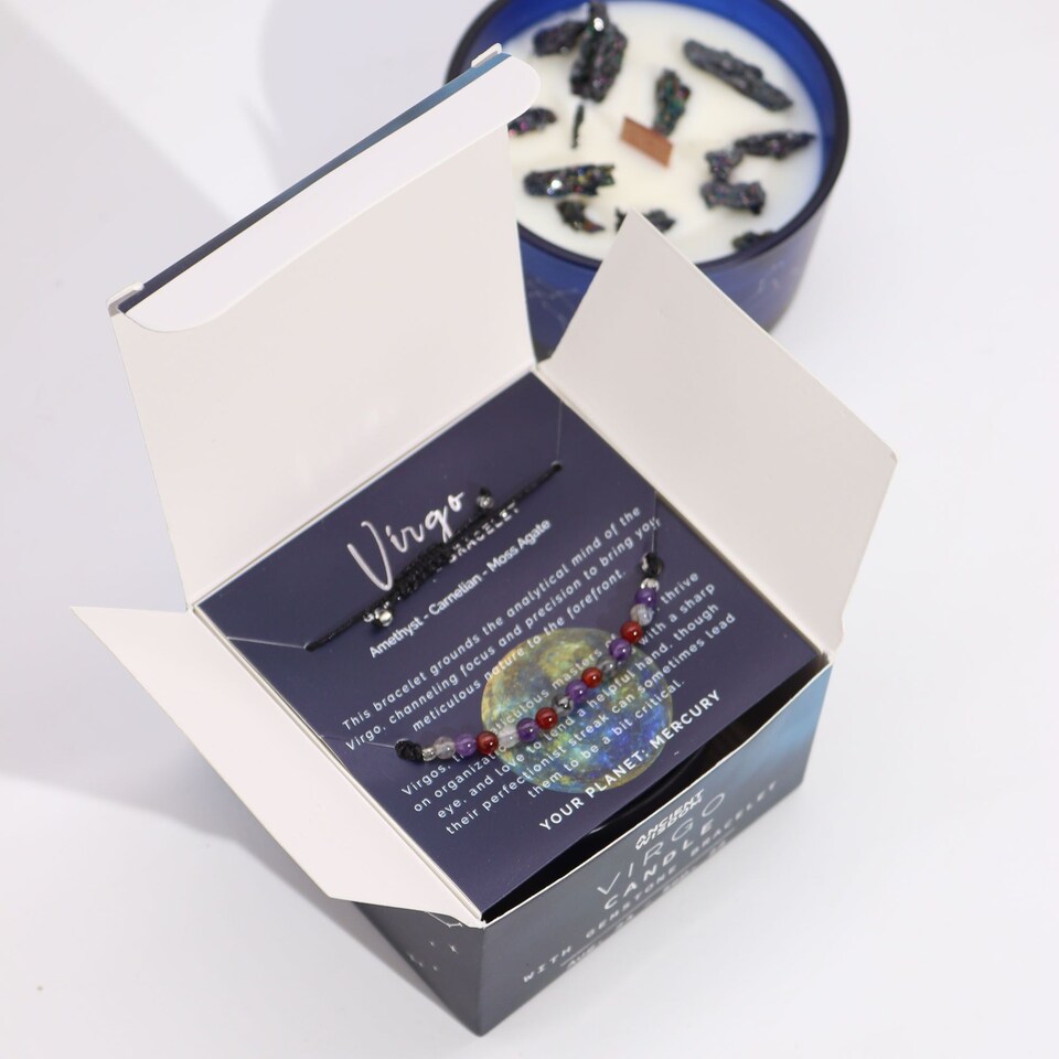image 1 of Zodiac Crystal Candle with Gemstone Bracelet - Virgo