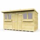 image 1 of 12 x 5 Feet Pent Summer Shed - Wood - L147 x W358 x H201 cm Brown