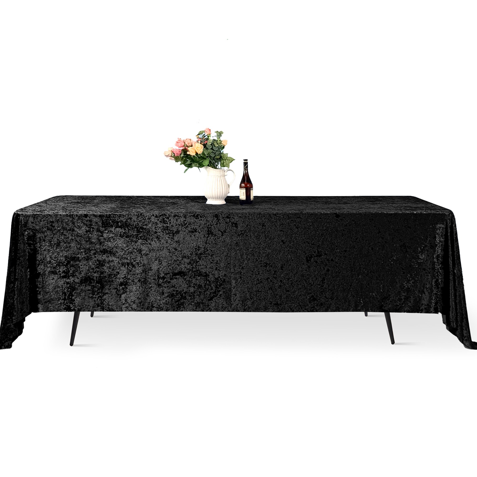 Rectangle Crushed Velvet Table Cloth, Washable Table Cover - 70" x 144"