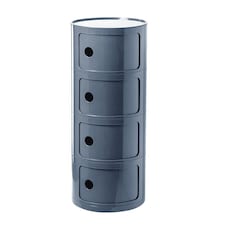 Living and Home Cylindrical 4-Tiered Plastic Storage Drawer Unit, Grey