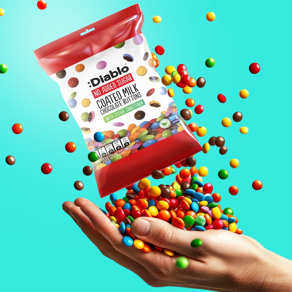 image 1 of Diablo No Added Sugar Milk Chocolate Buttons 40g 3 Pack