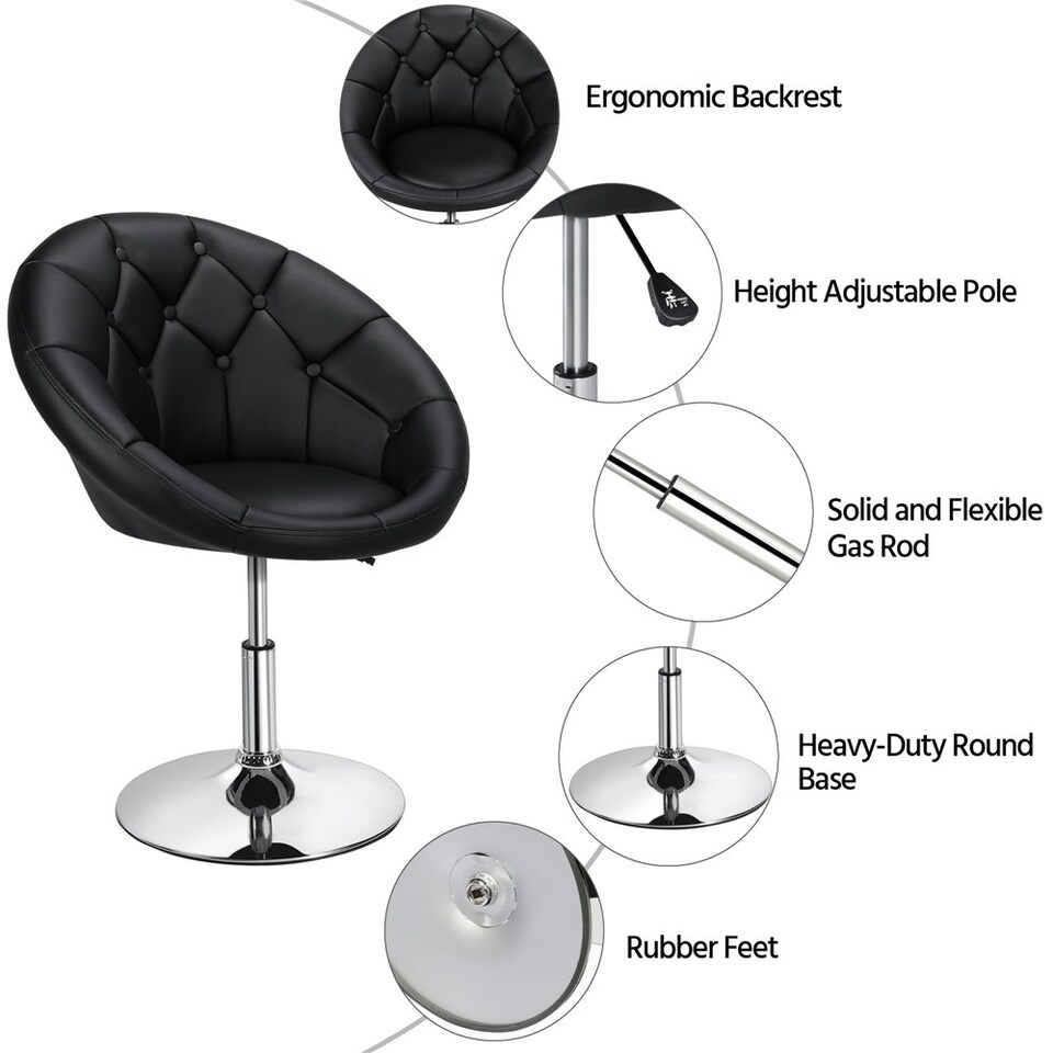 image 1 of Yaheetech Height Adjustable Modern Round Back Chair | Black