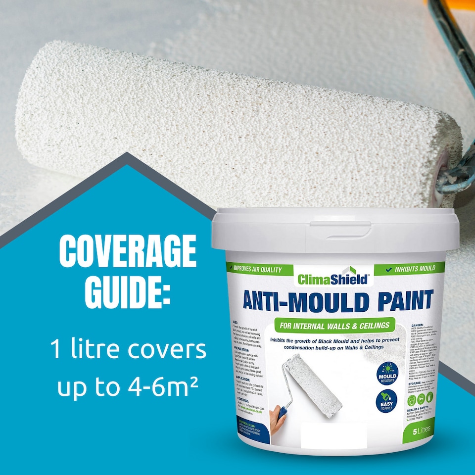 image 1 of SmartSeal - Anti-Mould Paint - Frosted Blue (5L) For Bathroom, Kitchen and Bedroom Walls & Ceilings - Protection Against Mould
