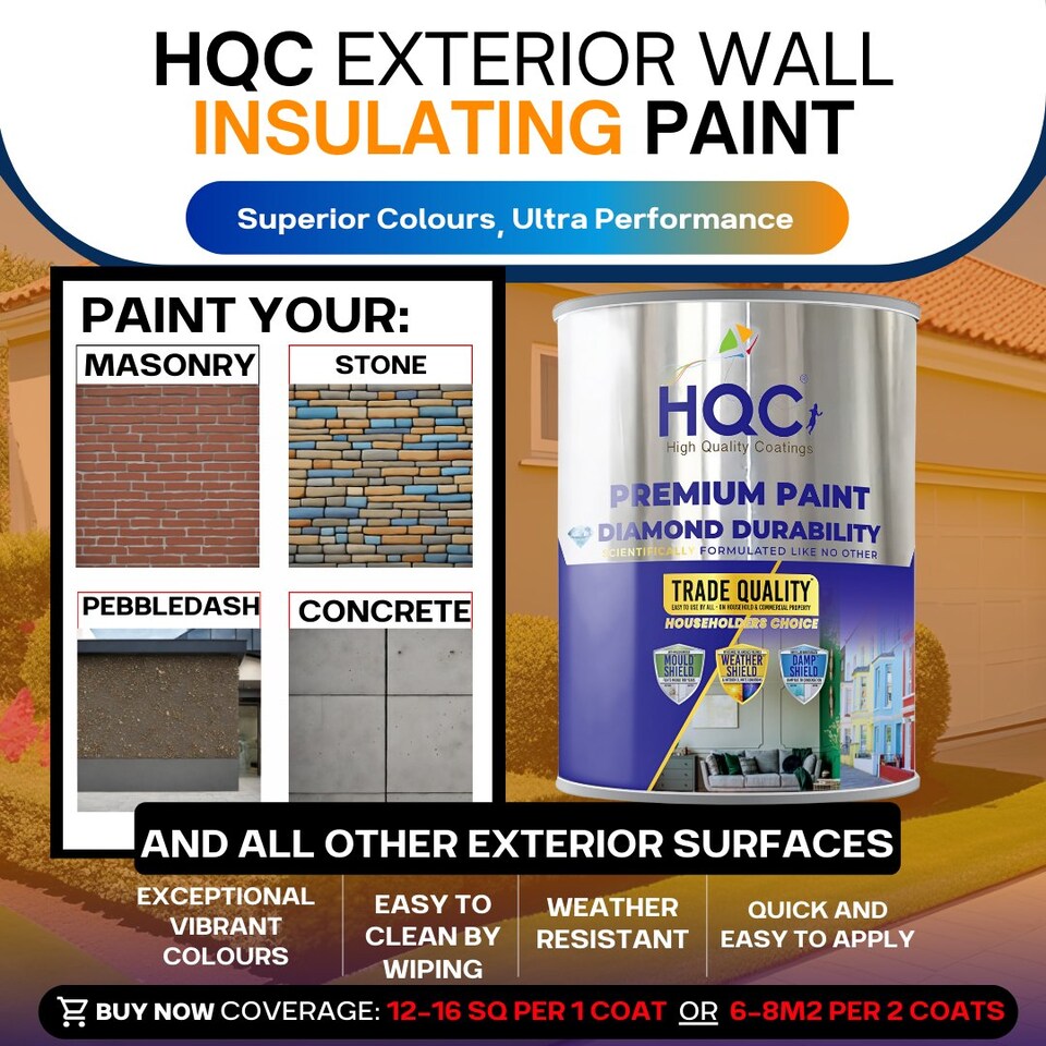 image 1 of HQC Exterior Wall Insulating Paint - Weatherproof, Heat Reflecting & Energy Saving - Mint Green - 10L