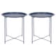 image 1 of Harbour Housewares Round Steel Tray Tables - Matt Navy - Pack of 2 | Blue | Matt Navy