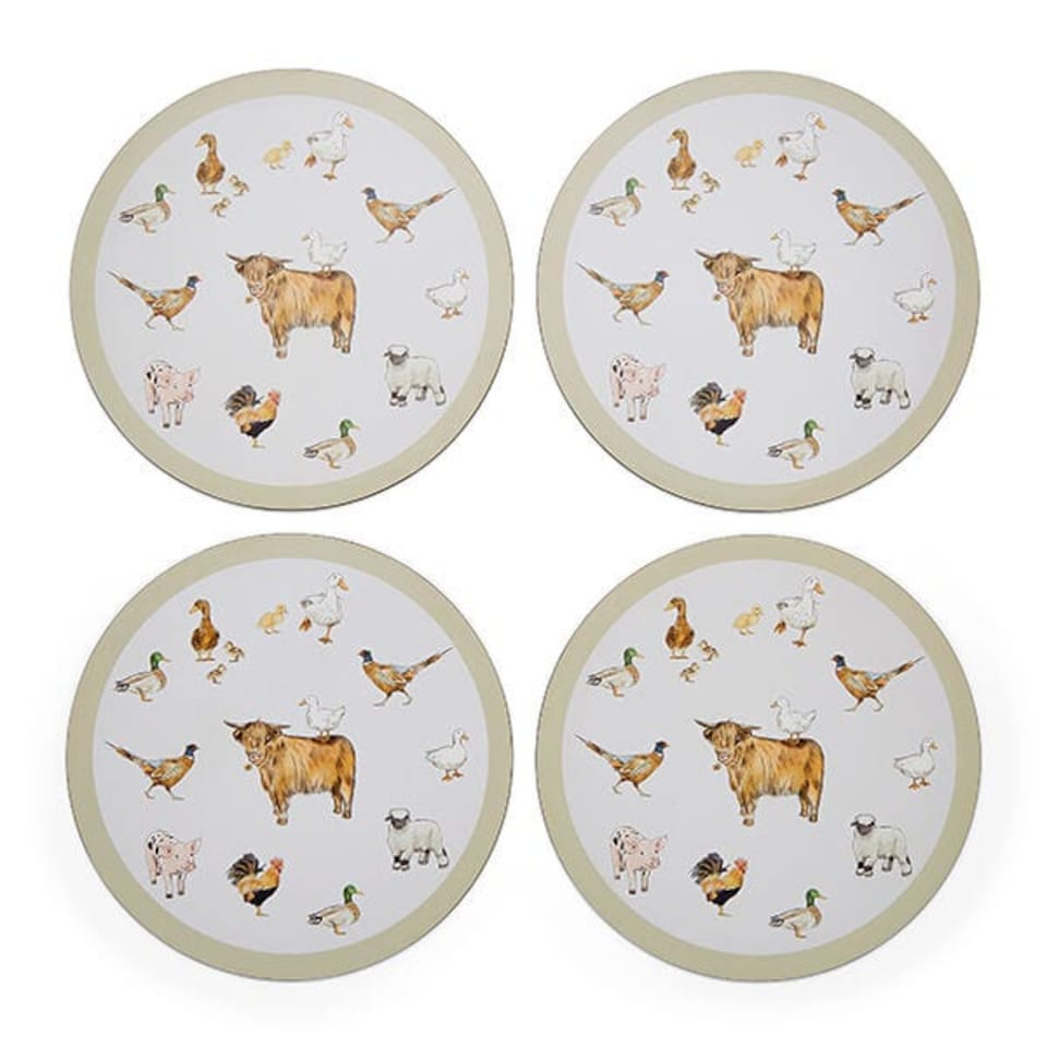 image 1 of Cooksmart Buttercup Farm Set of 4 Round Placemats