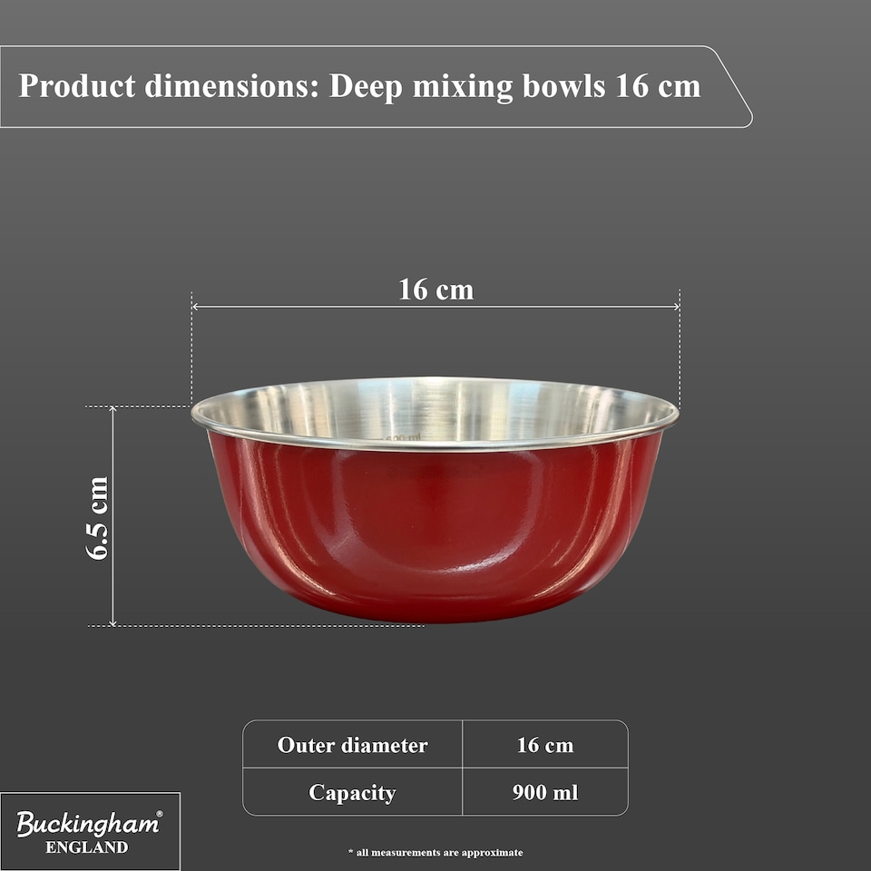 image 1 of Buckingham Stainless Steel Deep Mixing Bowl 16 cm, Red