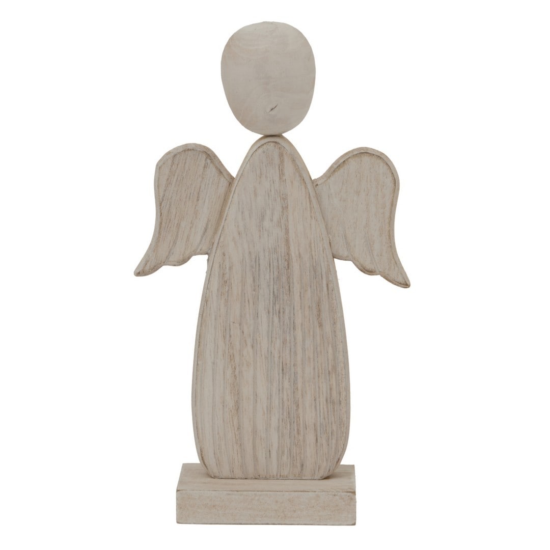Lemon Pavilion Furniture and Decor Large Whitewashed Rustic Angel Decoration - L5xW13xH2 cm - Brown