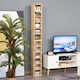 image 3 of HOMCOM 204 CD Media Display Shelf Unit Set of 2 Blu-Ray Tower Rack w  Adjustable Shelves Bookcase Storage Organiser, Natural Wood Colour