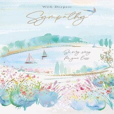 Words 'n' Wishes Traditional With Deepest Sympathy Card, Watercolour Design, Gold Foil Finish, UK Made