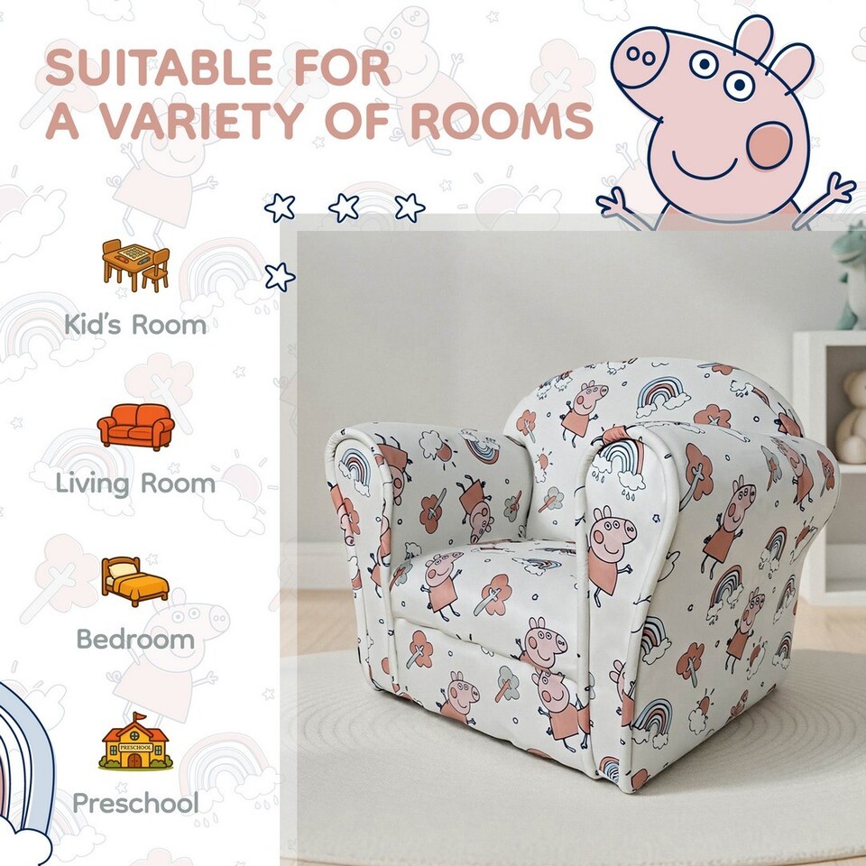 image 1 of Kids Mini Chair Peppa Pig - Boucle - L37 x W53 x H45 cm - White