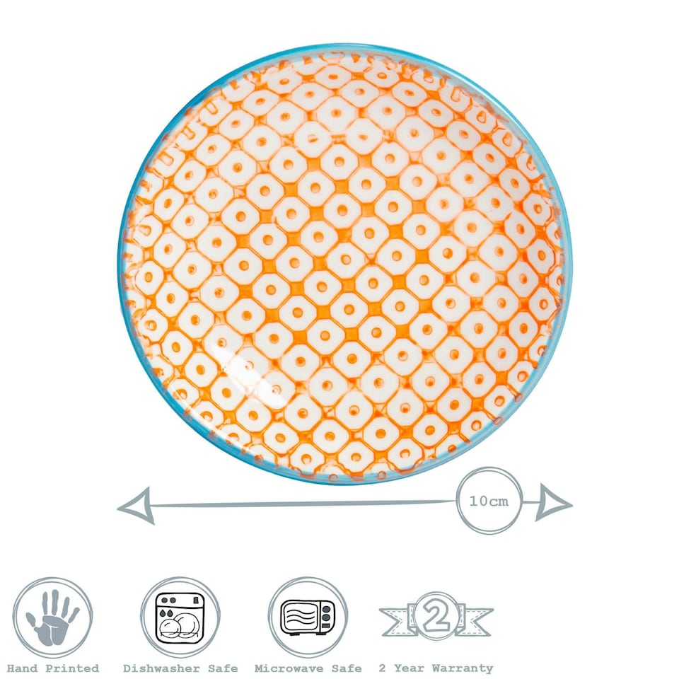 image 1 of Nicola Spring Hand-Printed Sauce Dishes - 10cm - Orange - Pack of 3 Orange