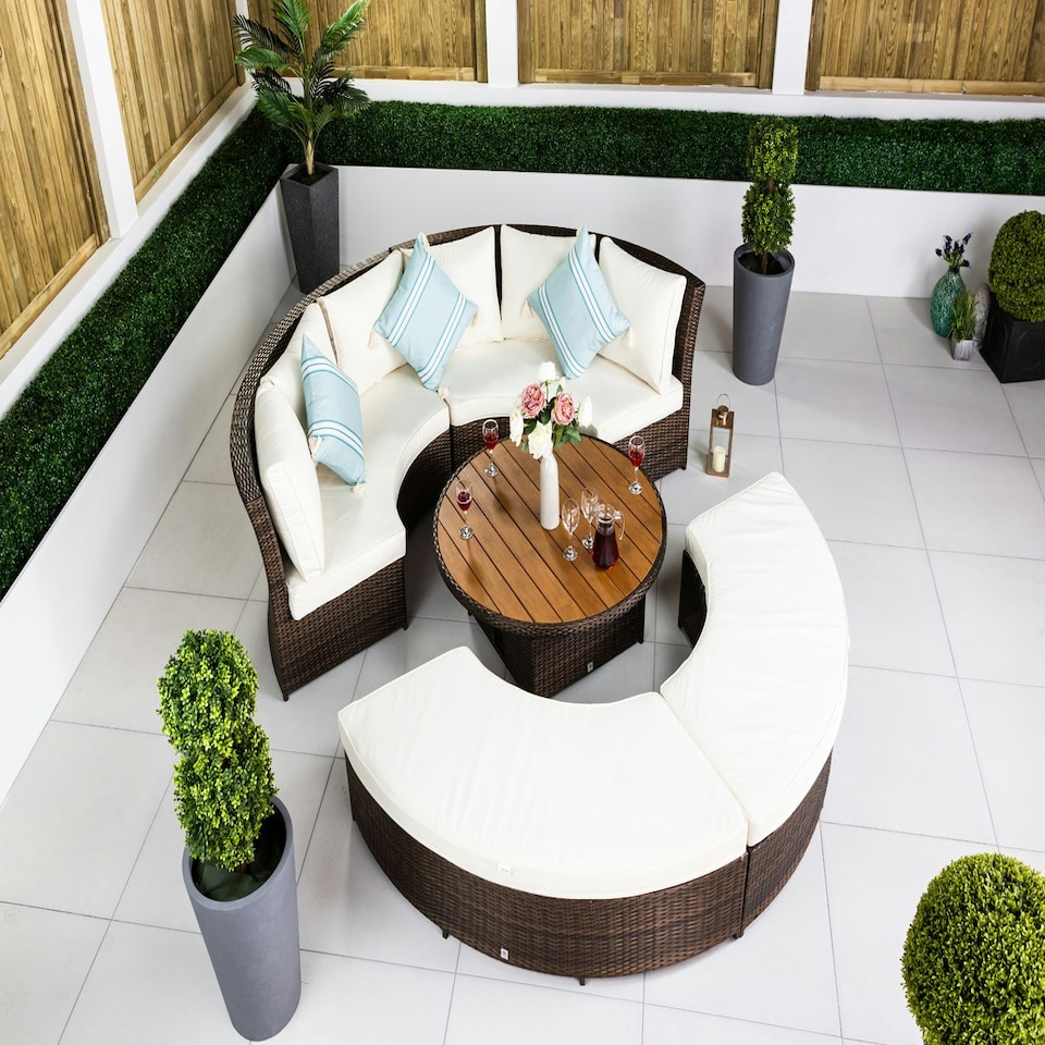 image 1 of GIardino 3-in-1 Rattan Garden Sofa Daybed Set Water Resistant Assembled Grey | Grey