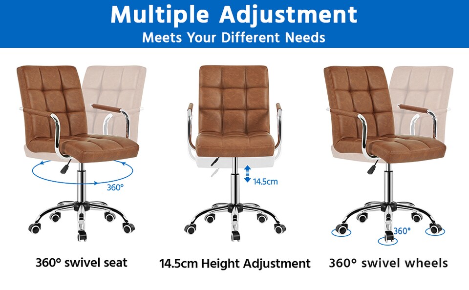 image 1 of Yaheetech PU Leather Height Adjustable Office Chair Mid-Back