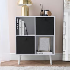 OHS 2 Pack Folding Storage Cubes Soft Matte Velvet Collapsible Home Modern Storage Organiser Space Saving Square Ottoman Boxes Black