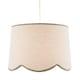 image 3 of Natural Oatmeal Textured Linen Scallop Lamp Shade with Olive Trims | Green | Olive Green | 1