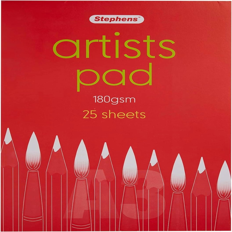 image 1 of Stephens Artists Pad 180gsm, 25 Sheets, White, A3