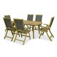 image 1 of Ellipse 6 Seater Dining Set with Folding High Back Armchairs and Fixed Leg Table - Acacia Hardwood