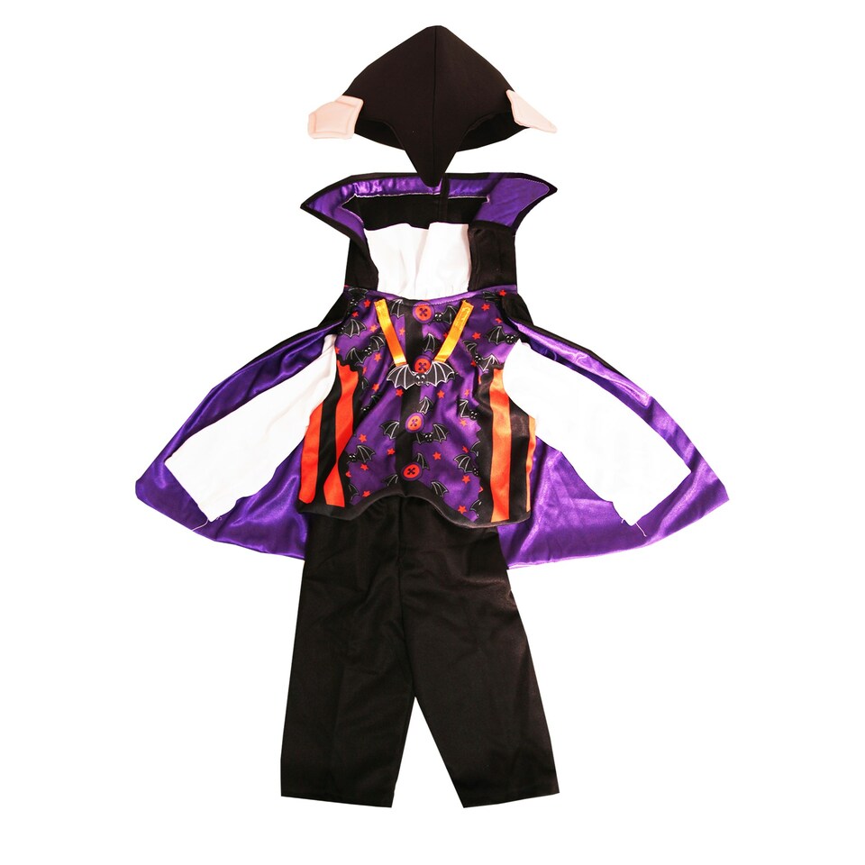 image 1 of Bristol Novelty Toddler Vampire Halloween Costume - Purple/Black/White - 2-3 Years 2