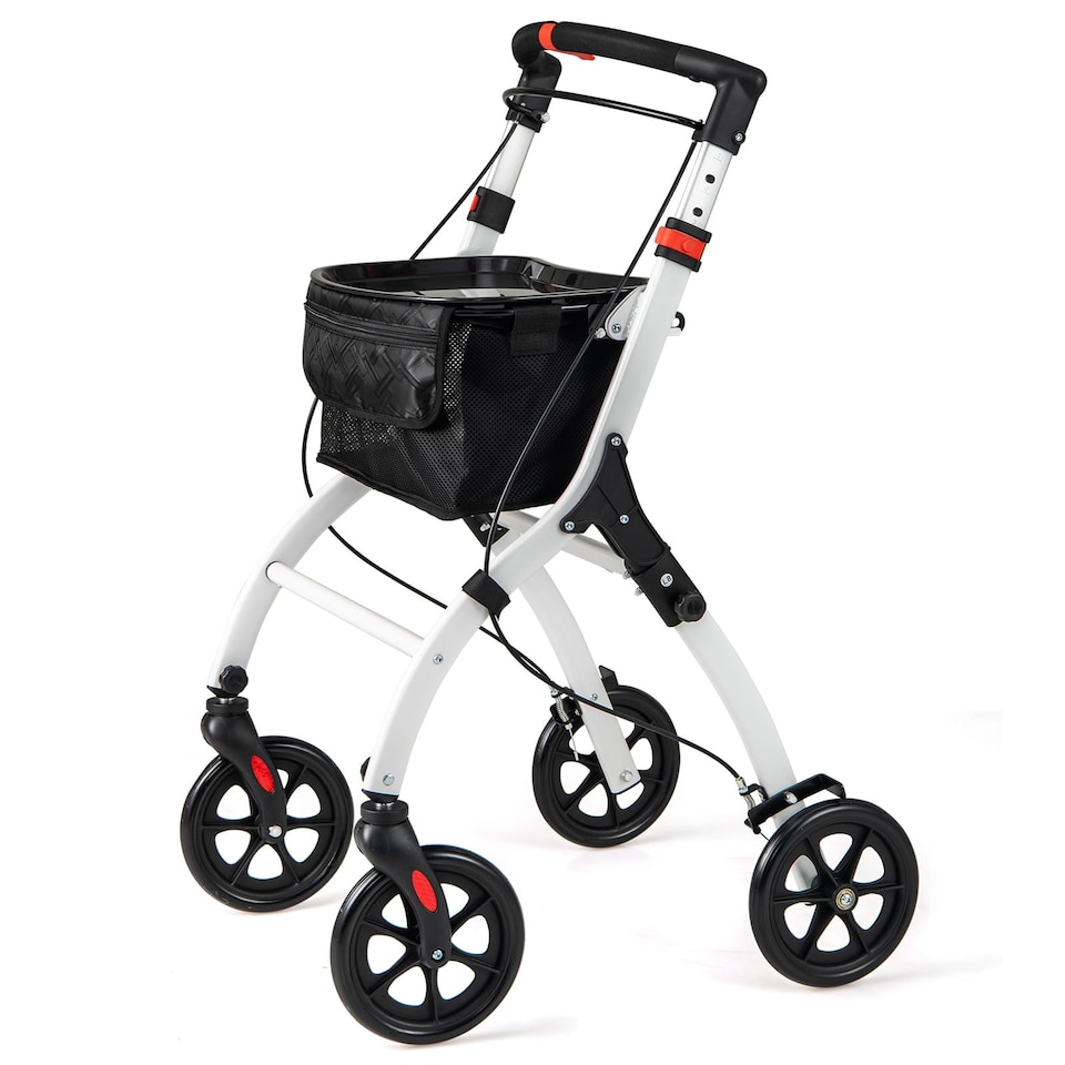 image 1 of COSTWAY Rollator Lightweight Foldable Rolling Walker-White