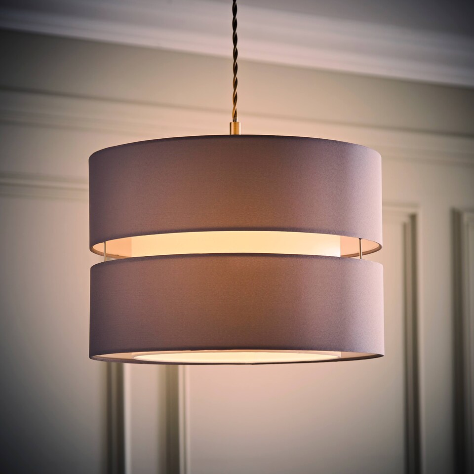 image 1 of ValueLights Sophia Large Grey 2 Tier Ceiling Light Shade | Grey