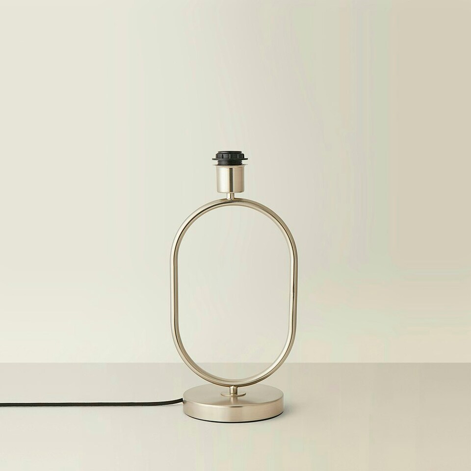 image 1 of ValueLights Antonia Brushed Chrome Metal Oval Stem Table Lamp Base Silver