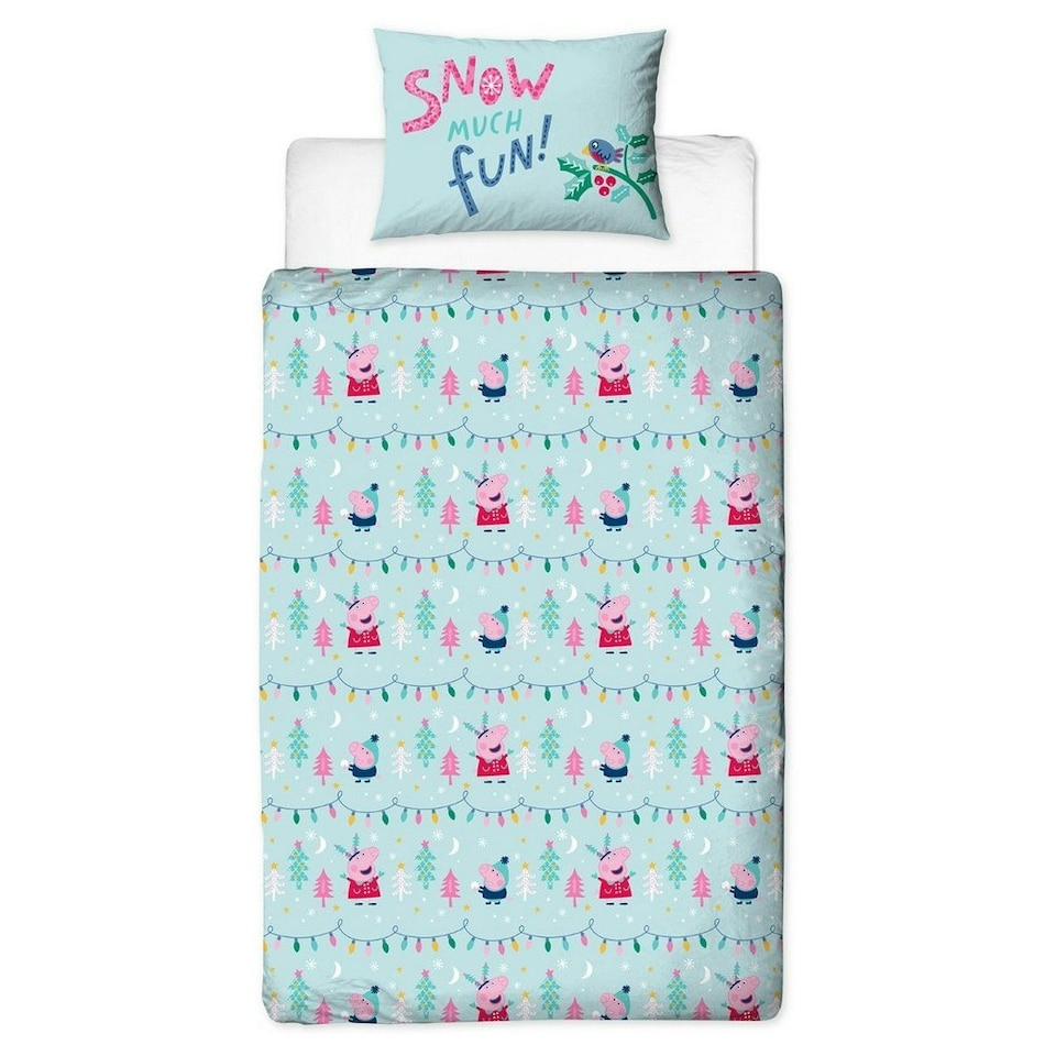 image 1 of Peppa Pig Snowman Duvet Cover Set - Blue - Single Blue | Single