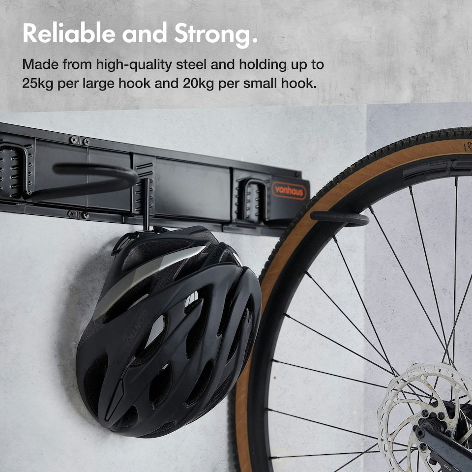 image 1 of VonHaus Set of 3 Helmet and Bike Wall Mounts for Garage