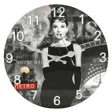 Iconic Collection Glass Wall Clock 30cm Female Icon Grey