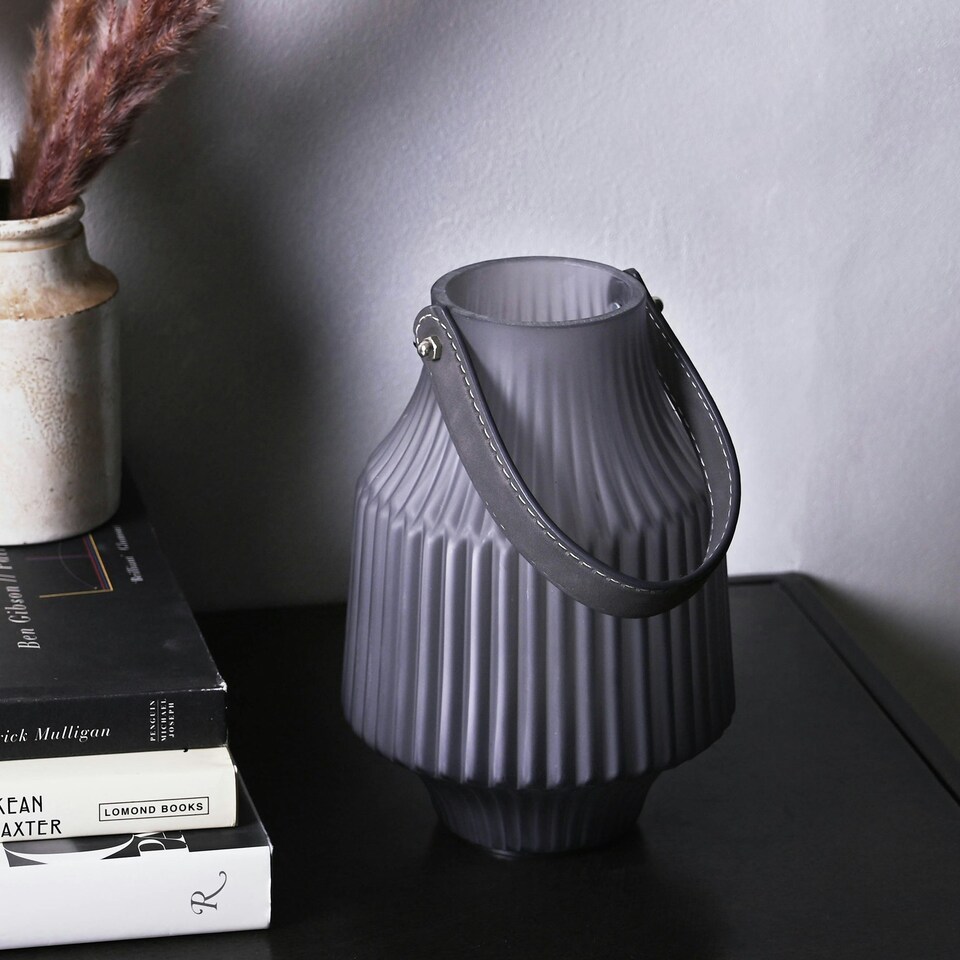 image 1 of Hestia Battery Operated Portable Lantern Frosted Grey