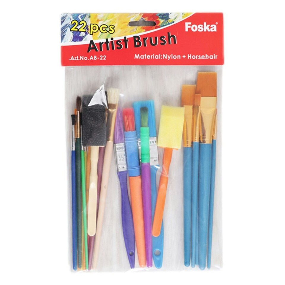 image 1 of Pack of 22 Assorted Professional Nylon and Horsehair Artist Oil Painting Brush Set