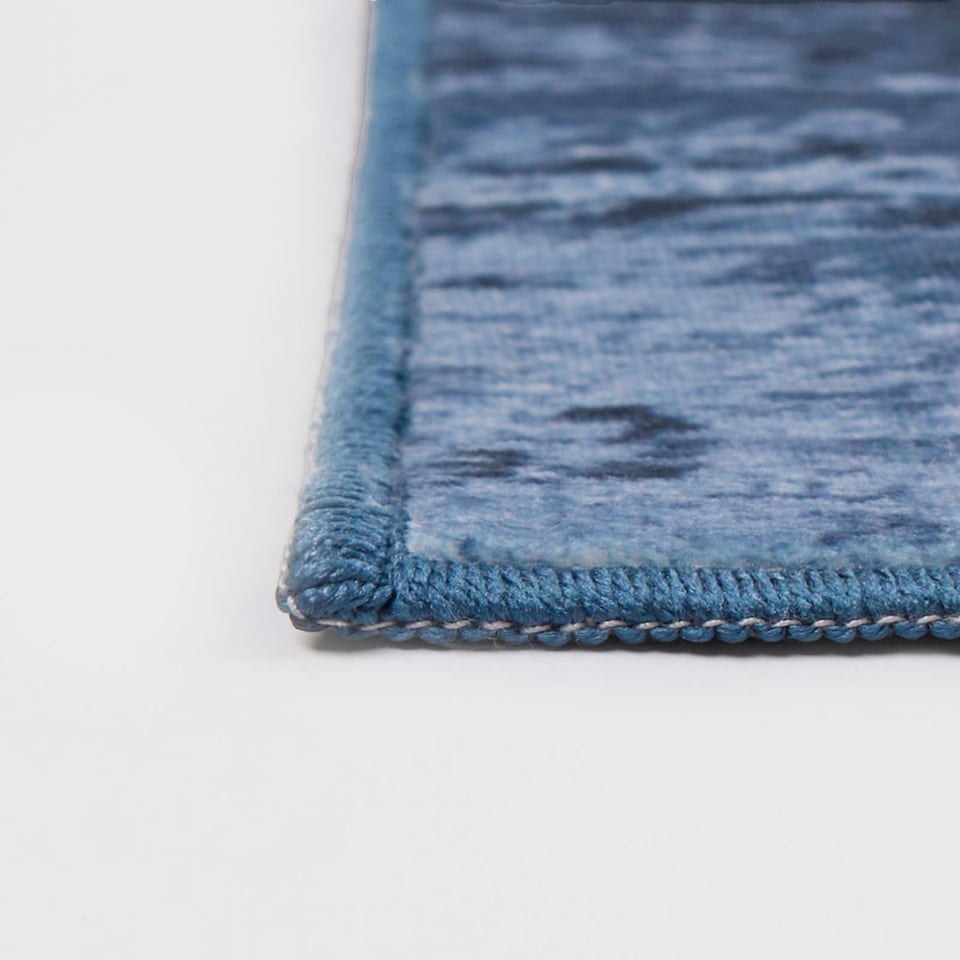 image 1 of OHS Abstract Print Washable Indoor Carpet Floor Rug Runner, 66x200cm - Navy Blue Blue | Navy Blue | 66x200cm