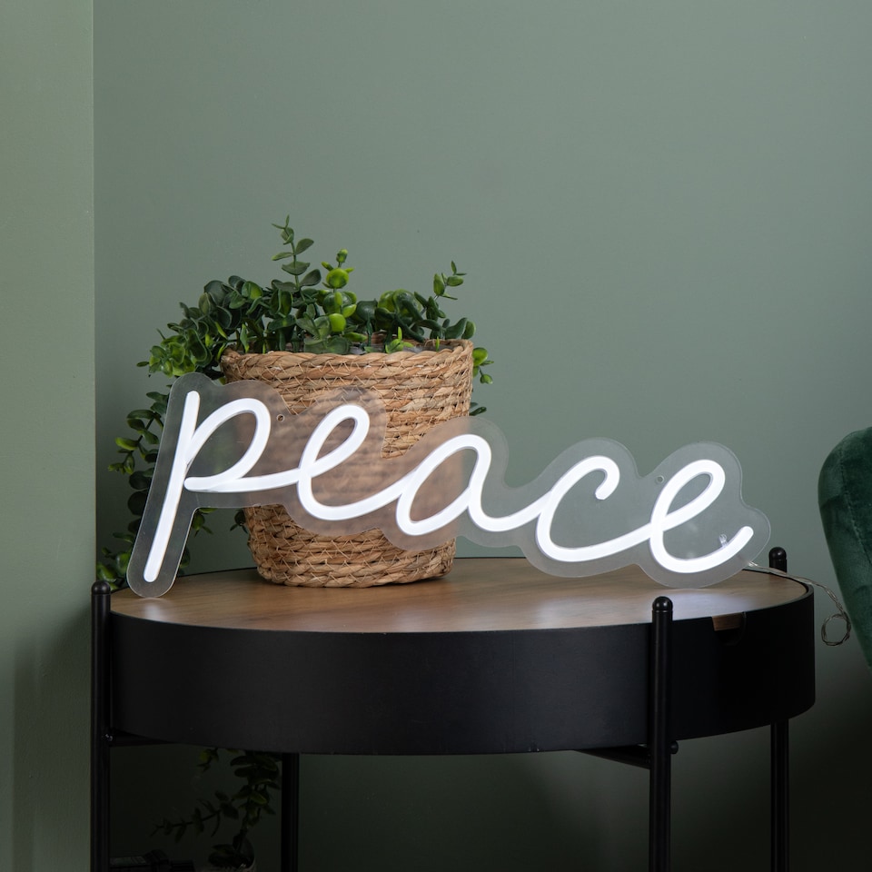 image 1 of 40cm Light up Neon Effect Peace Decorative Sign with 145 White LEDs