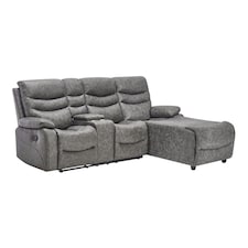 Avon Chaise Lounge Manual Recliner Sofa w Drinks Console Grey | Charcoal