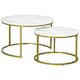 image 1 of HOMCOM Marble Coffee Table Set of 2, Round Nest of Tables, White 