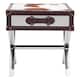 image 1 of Interiors By Premier Brown And White Genuine Cowhide One Drawer Table,Storage Table With Metal Crossed Legs,Small End Table Brown