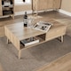 image 3 of Coffee Table Rattan Front Drawer Open Shelf Solid Wooden Legs Home Living Room