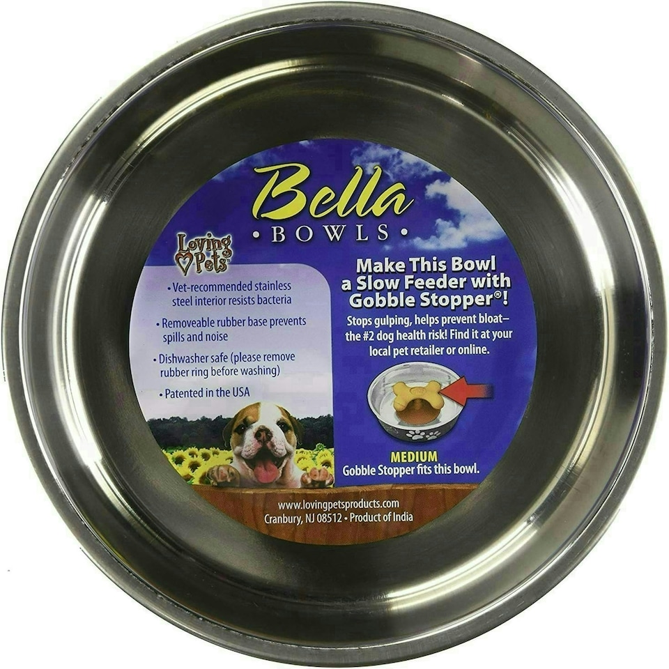 image 1 of Loving Pets Stainless Steel Bella Dog Bowl Non-Slip Dishwasher Safe & Bacteria Resistant Metallic Pet Dish - Copper - Medium (796 ml)