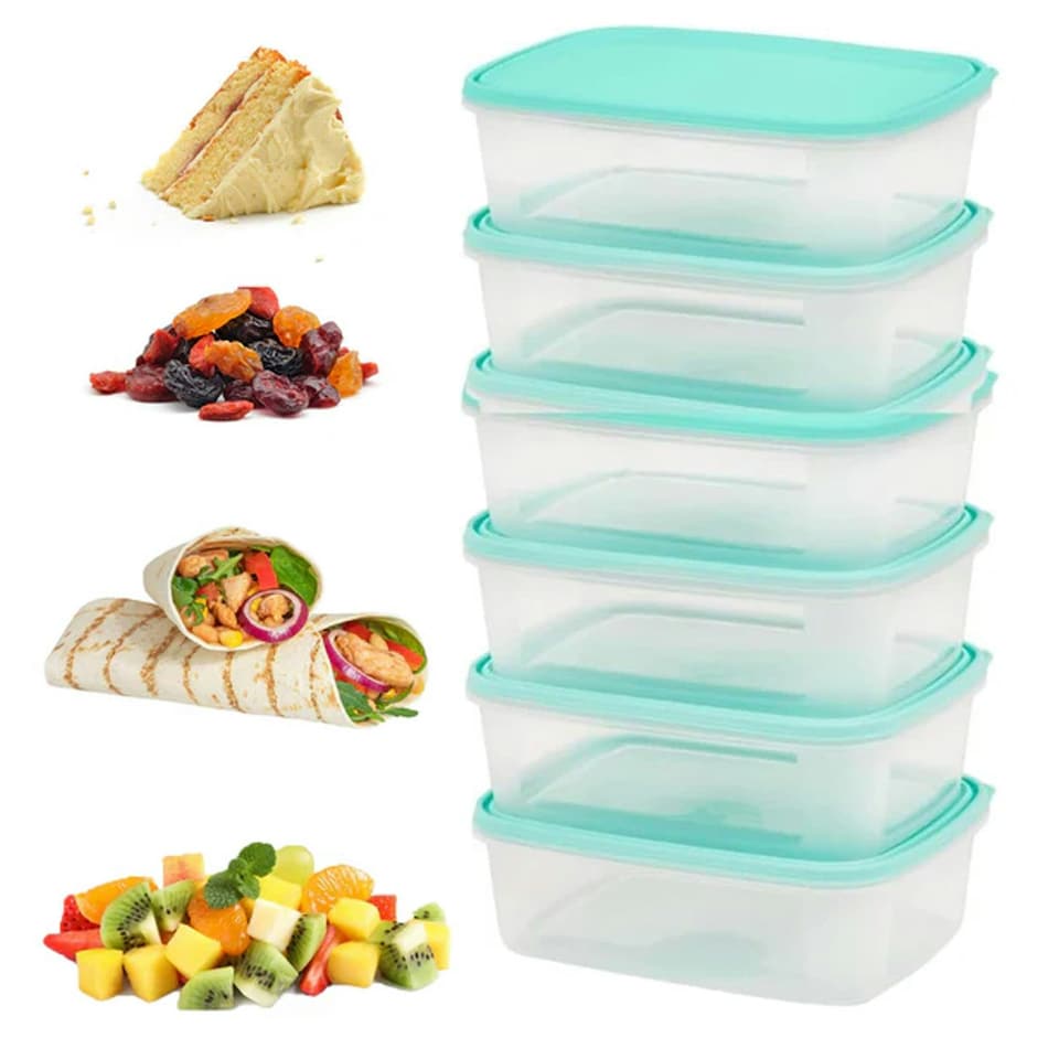 image 1 of 8 x 1L Clear Plastic Food Containers Freezer, Microwave & Dishwasher Safe Complete With Airtight Lids