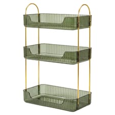 ilus Makeup Organiser Modern Minimalist 3-Tier Cosmetic Storage Rack Beauty | Green | Green