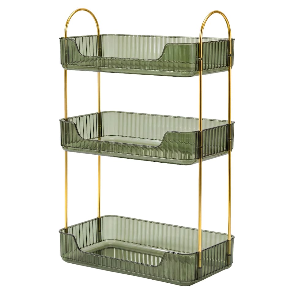 image 1 of ilus Makeup Organiser Modern Minimalist 3-Tier Cosmetic Storage Rack Beauty | Green | Green
