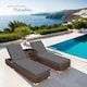 image 8 of Sun Lounger Set - 2 loungers, 1 side table, aluminium frame, adjustable backrest, rain cover | Brown | brown | 1