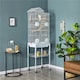 image 2 of Yaheetech 158.5 cm Tall Roof Top Birdcage with Rolling Metal Stand White
