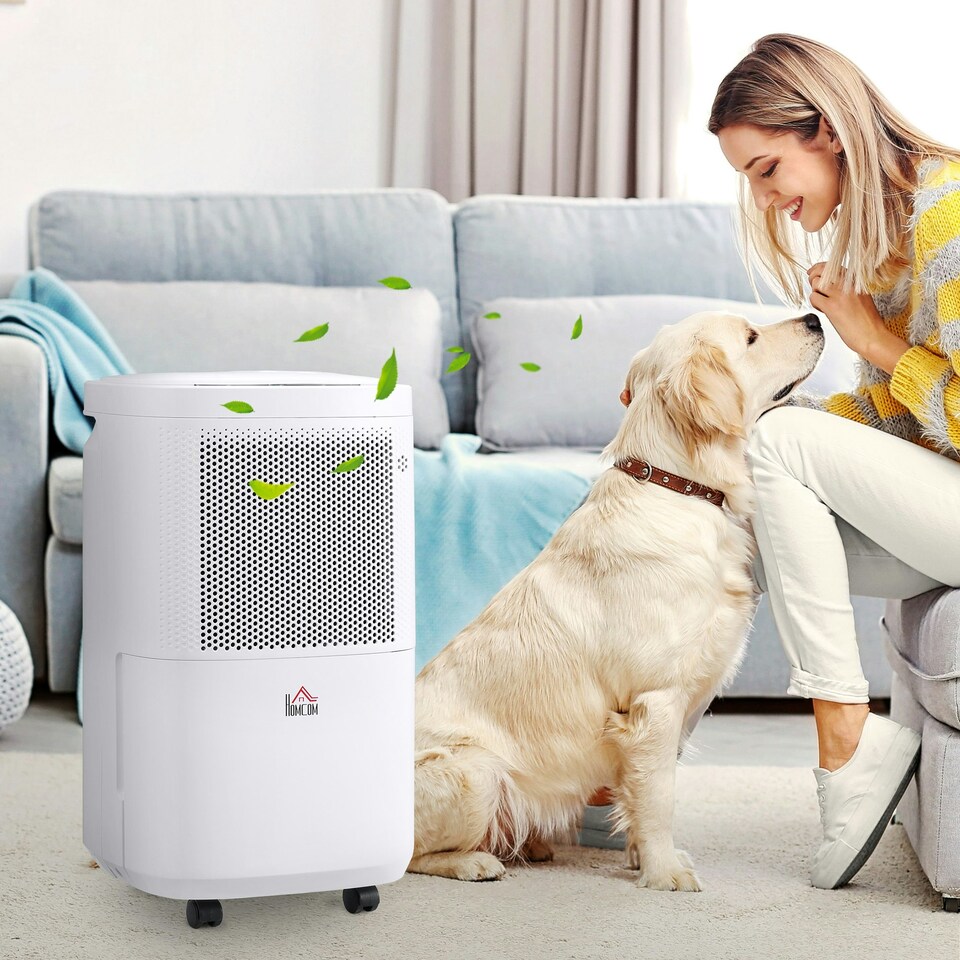 image 1 of HOMCOM 10L/Day 2.2L WiFi Smart Dehumidifier, Portable Quiet Air Dehumidifier