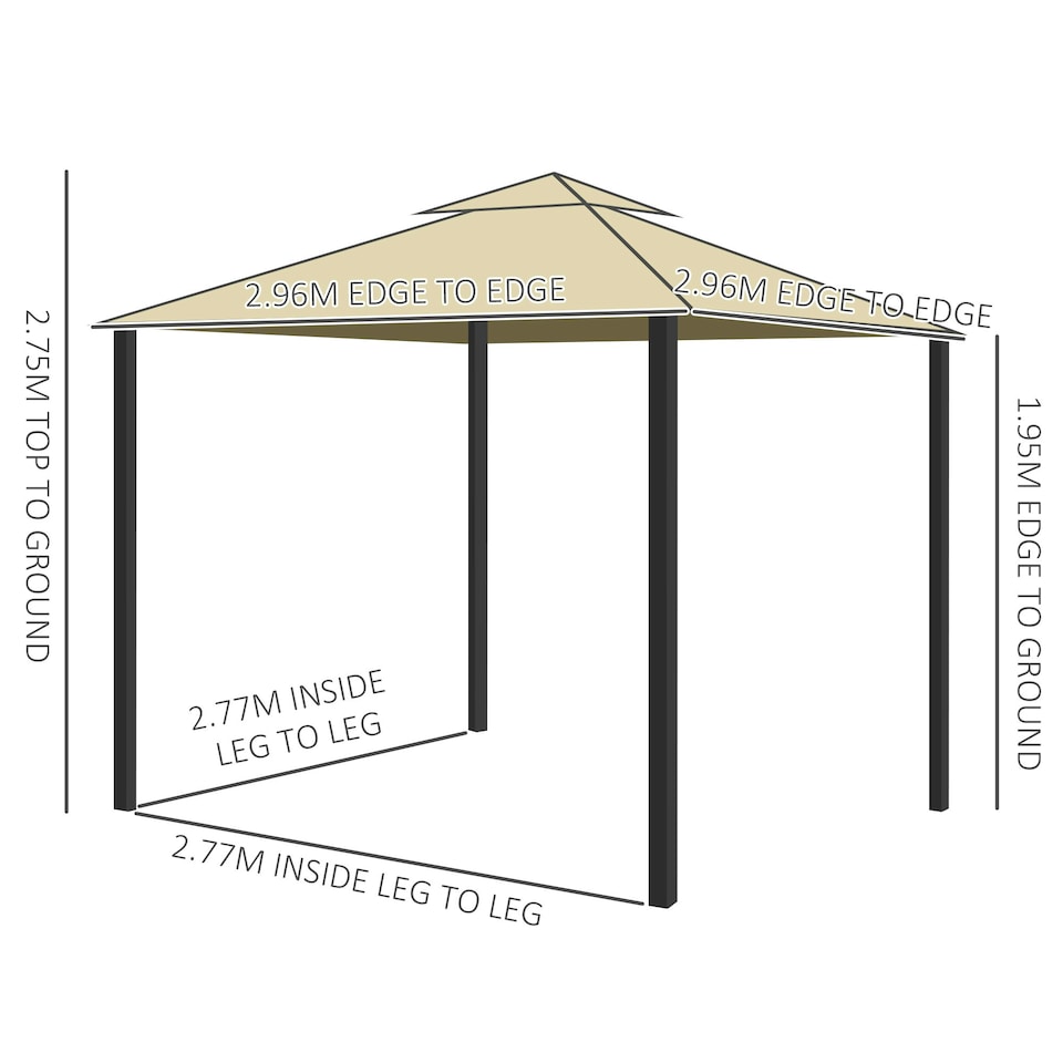 image 1 of Outsunny 3 x 3(m) Patio Gazebo Garden Shelter w/ Mosquito Netting, Light Grey