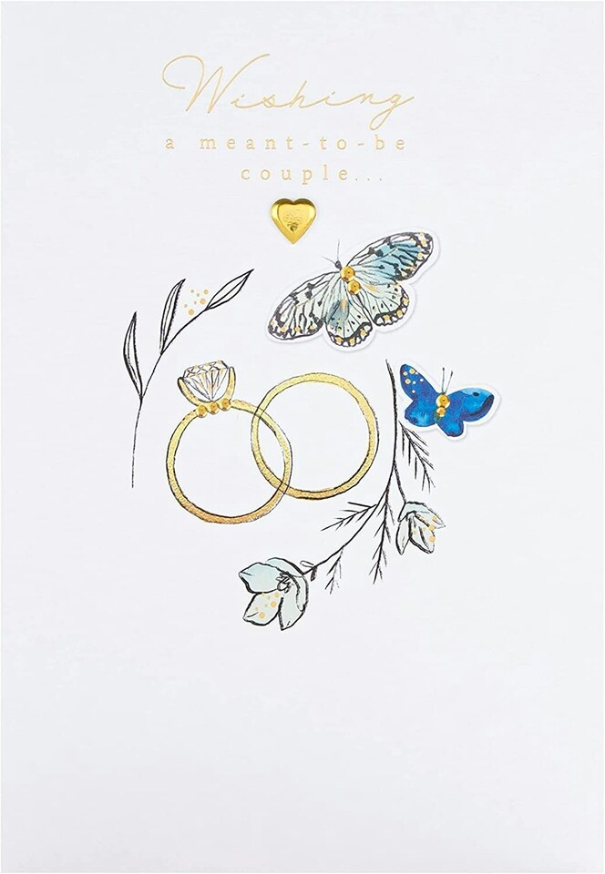 image 1 of Traditional Gold Rings Design Wedding Congratulations Card for Couple