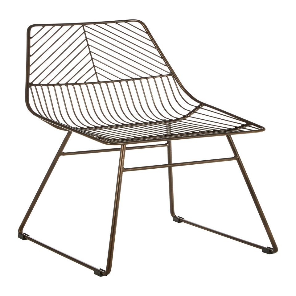 image 1 of Interioirs by Premier Small Bronze Metal Wire Chair, Sturdy Metal Chair for Kitchen, Outdoor Tapered Metal Chair for Patio, Lawn