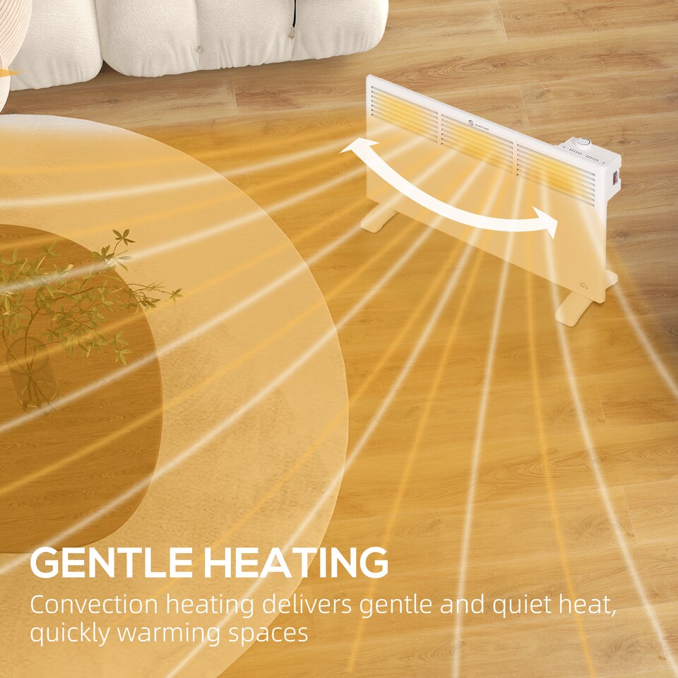 image 1 of HOMCOM Portable Panel Heater, 1500W Electric Space Heater with Adjustable Temperate, Overheat Protection, for Home Office Bedroom, White