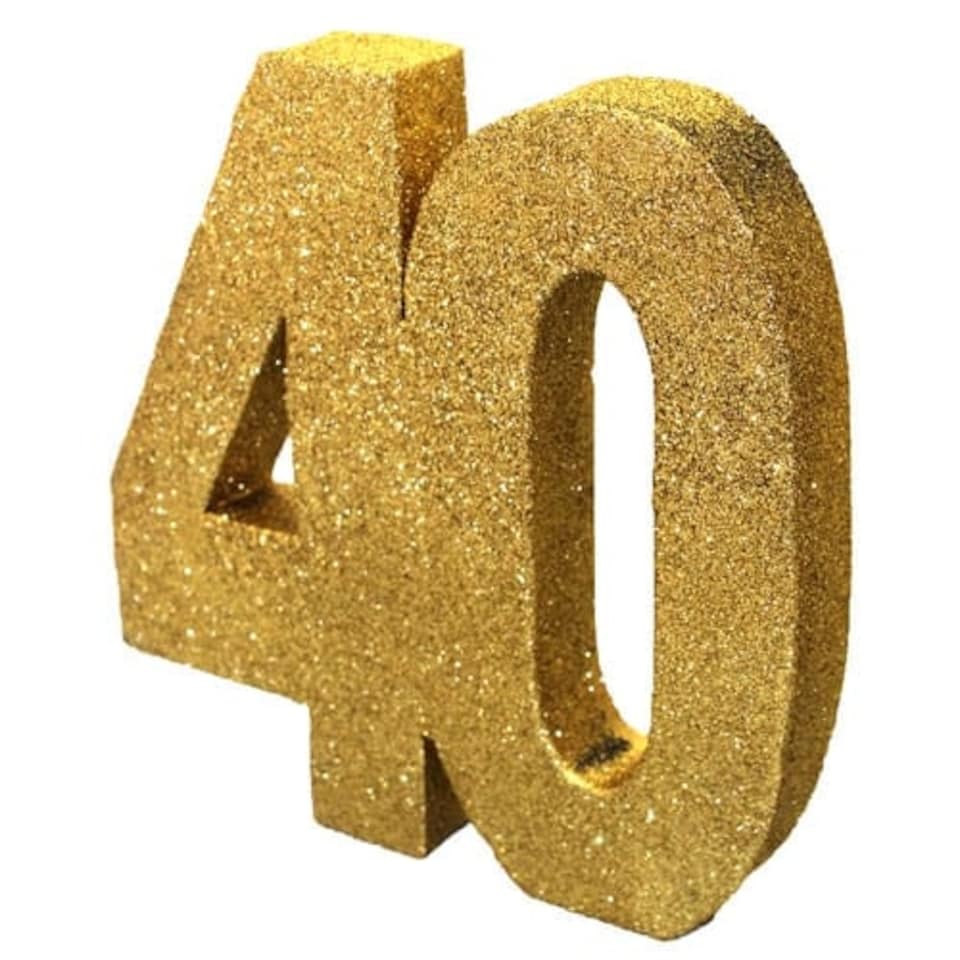 Happy 40 Birthday Gold Glitter Table Decoration